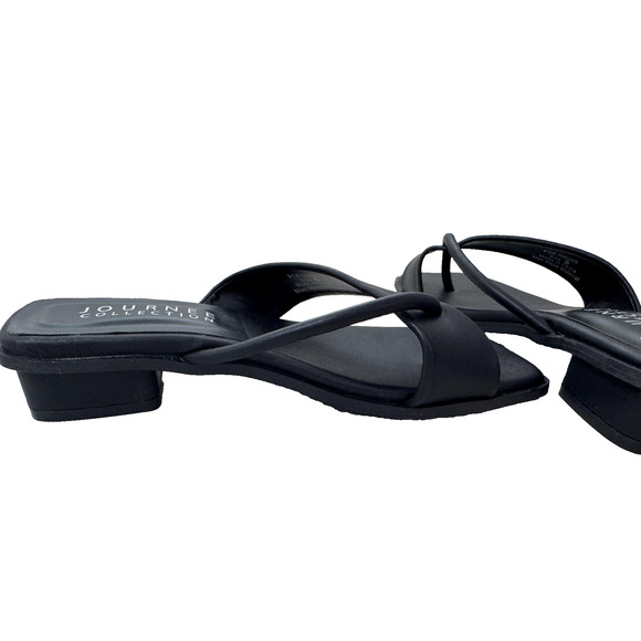 Journee Collection Mina Shoes Womens Size 6 Black Low Block Heel Sandals Strappy - Picture 8 of 12